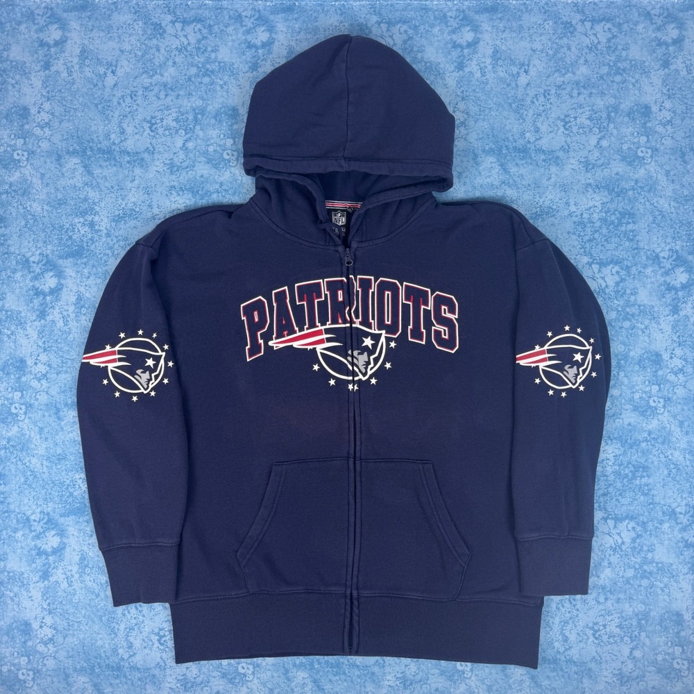 NFL Team Apparel New England Patriots Full Zip Hoodie Navy Blue Mens XL Fleece